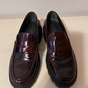 Tod's womens Deep Burgundy Slip-On Loafers